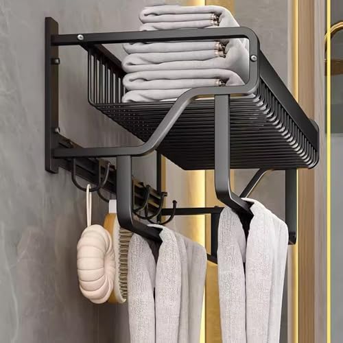 Black Towel Rack with Towel Holder for Bathroom