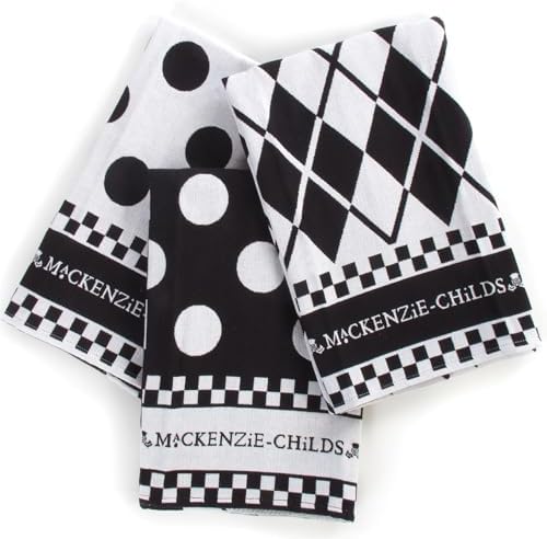 Set of 3 Cute Black-and-White Dot Cotton Dish Towels