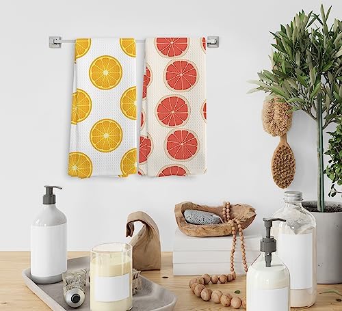 NOQL Cute Grapefruit Orange Pattern Kitchen Towels Set of 2