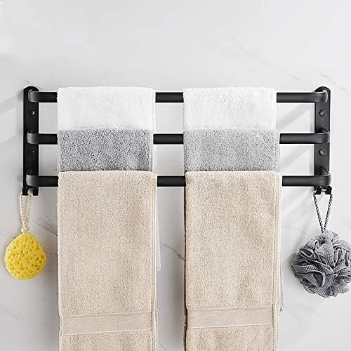 LUCEAE 3-Layer Towel Rack with Hooks 50Cm Matte Black