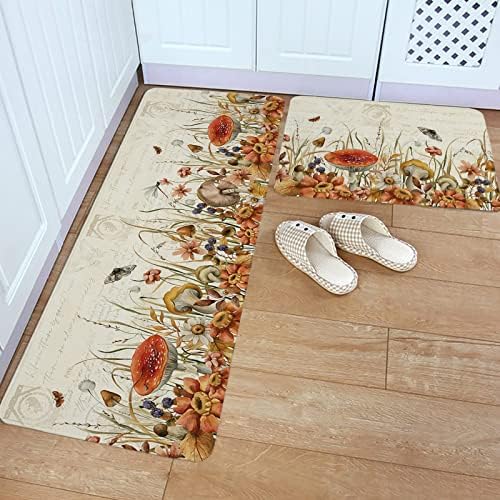 Fall Kitchen Rug Set 2PCS Non-Slip Soft Absorbent Mats