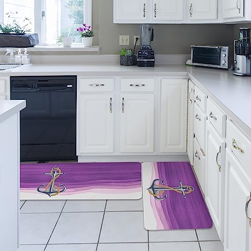 Anchor Purple Kitchen Rug 2PCS Set