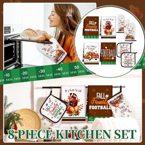 Bencailor 8-Piece Football Kitchen Pootholders Oven Mitts Set