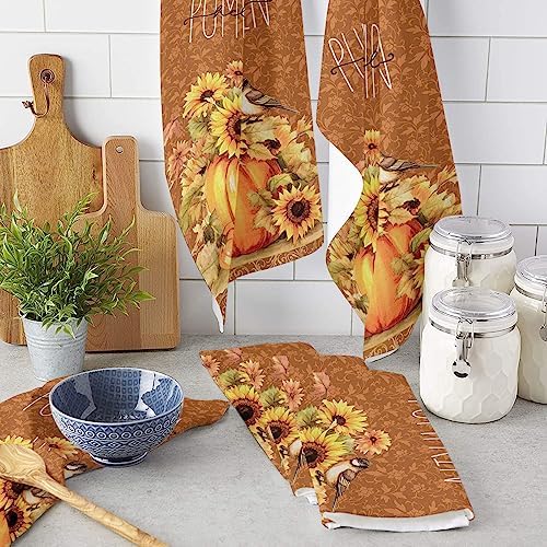 18x28 Retro Pumpkins Microfiber Dish Towels Set Durable Eco-Friendly