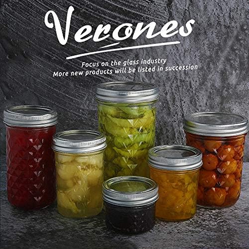 VERONES Mason Jars Set 8 oz Perfect for Jam Honey