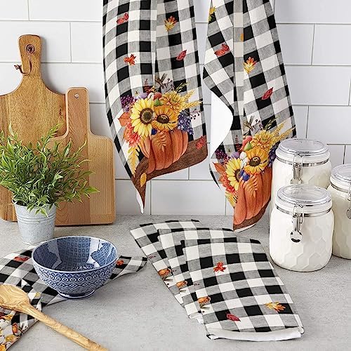 ZOE GARDEN Pumpkin Plaid Kitchen Towel Set 18x28