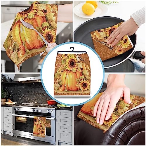 18x28 Retro Pumpkins Microfiber Dish Towels Set Durable Eco-Friendly