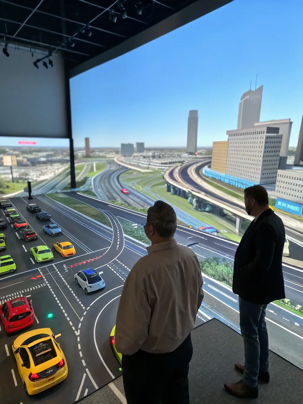 A digital twin simulation of a city's infrastructure, showcasing real-time data analysis and predictive maintenance capabilities.